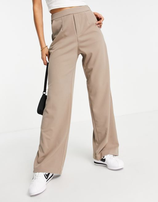 Vila Petite wide leg pants in stone