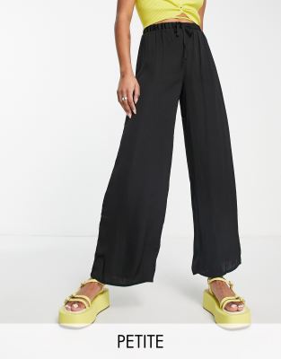 wide leg silky pants in black