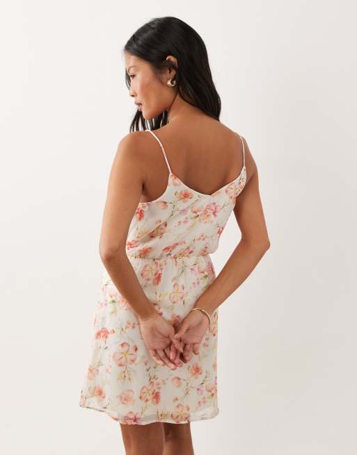 VILA Petite woven cami mini dress in white floral print, 4 of 4