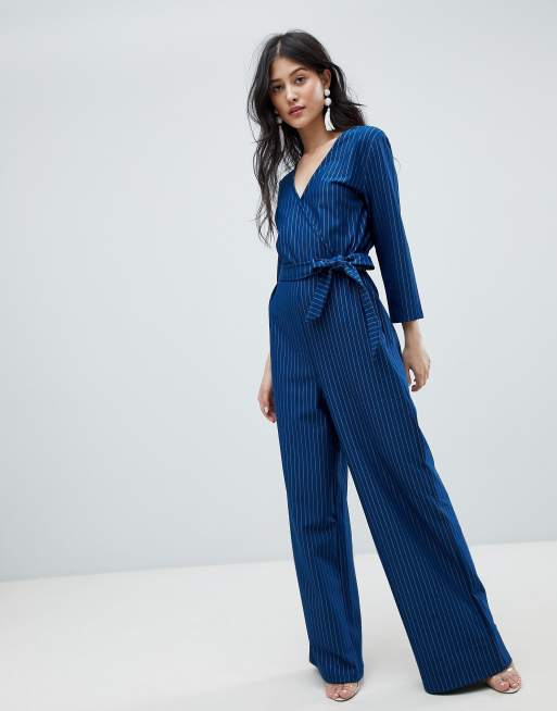 Womens pinstripe hot sale jumpsuit