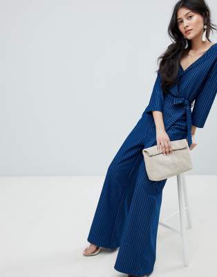 navy pinstripe jumpsuit