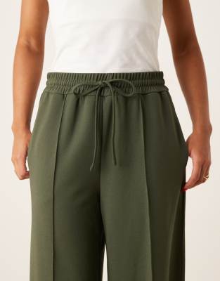Vila Pintuck Wide Leg Pants In Green