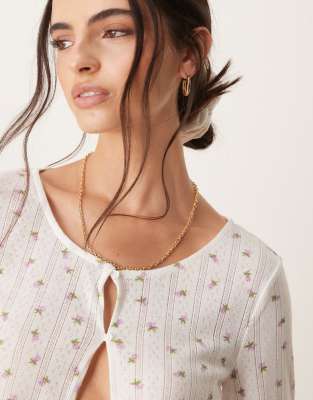 Vila Pointelle Button Front Cardigan