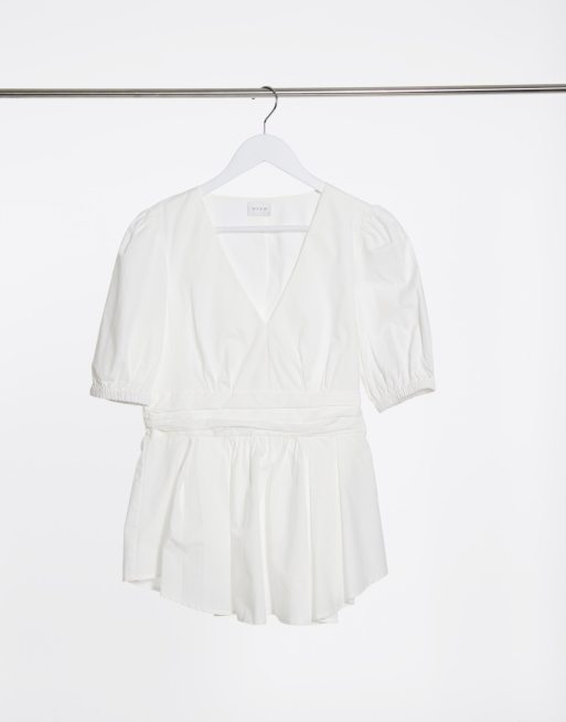 Vila - Poplin blouse in wit
