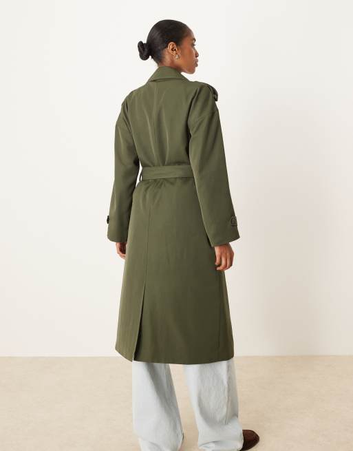 VILA premium double breasted trench coat in deep green