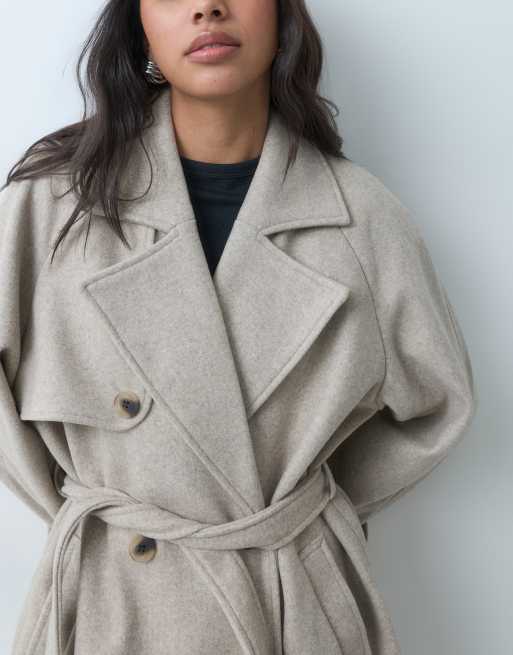 Vila premium oversize elegancki płaszcz dwurzędowy w melanżu, 5 z 5