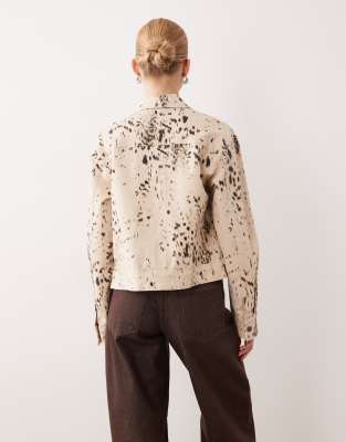 Vila Print Denim Jacket In Multi