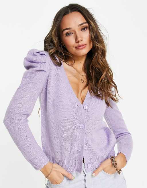 Vila puff sleeve cardigan in lilac | ASOS