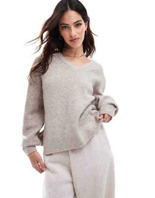 Vila - Pull à col v - Naturel chiné, 2 de 4