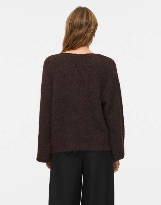 Vila pull en maille couleur coffee bean, 2 de 7
