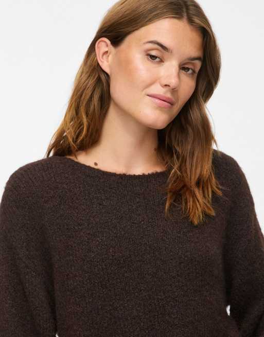 Vila pull en maille couleur coffee bean, 4 de 7