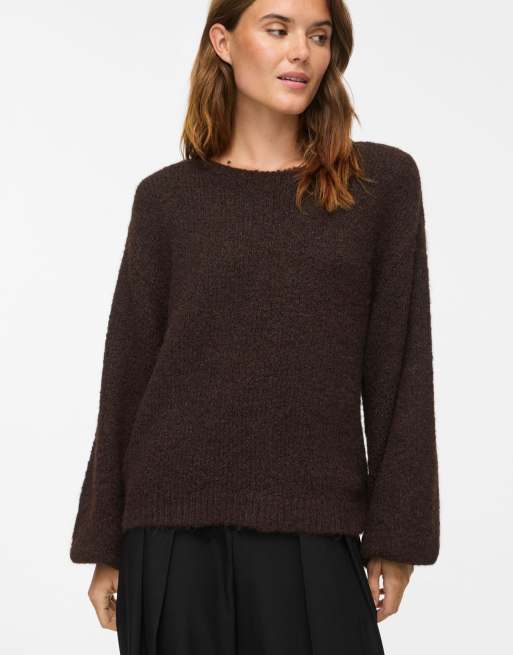 Vila pull en maille couleur coffee bean, 5 de 7