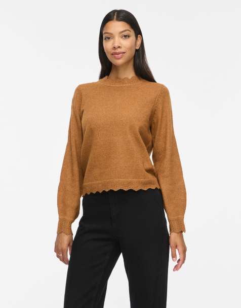 Vila pull en maille couleur huile d'argan - view 1