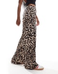 [Vila] Vila pull on wide leg pants in leopard print-Multi XS Leo aop
