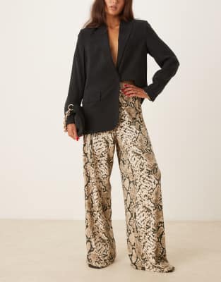 Vila Pull On Wide Leg Pants In Multi