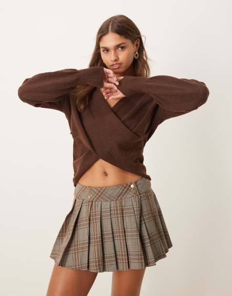 Vila - Pull style cache-cœur - Marron foncé - view 1