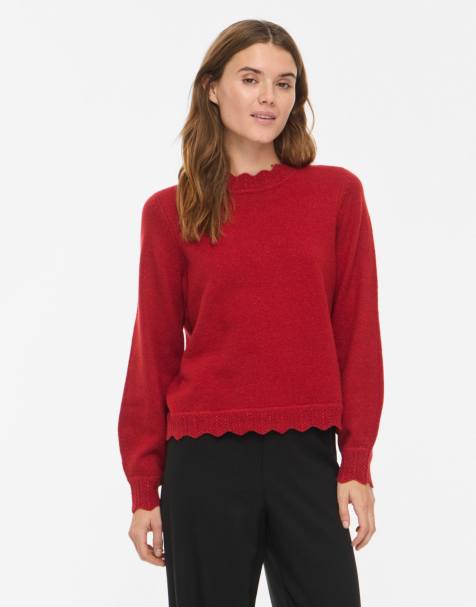 Vila pullover lavorato a maglia rosso savvy - view 1