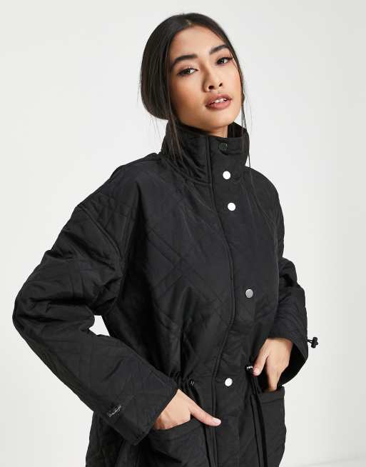 Vila Coat Giacca Invernale Da Donna Con Cappuccio Alto E Maniche Lunghe, Tasche Aperte, Colore Nero
