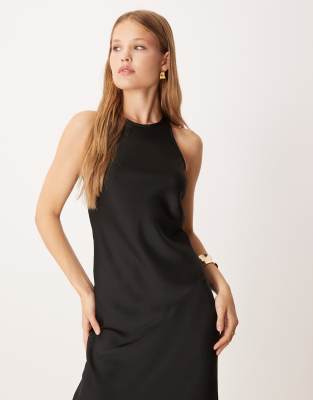 Vila Racer Satin Midaxi Dress In Red
