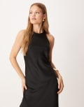 [Vila] VILA racer satin midi dress in black-Red 44 BLACK