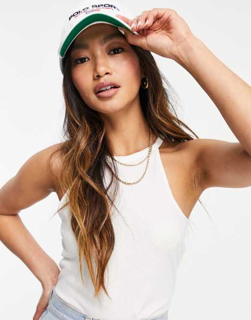 Vila ribbed halter neck singlet in white - WHITE