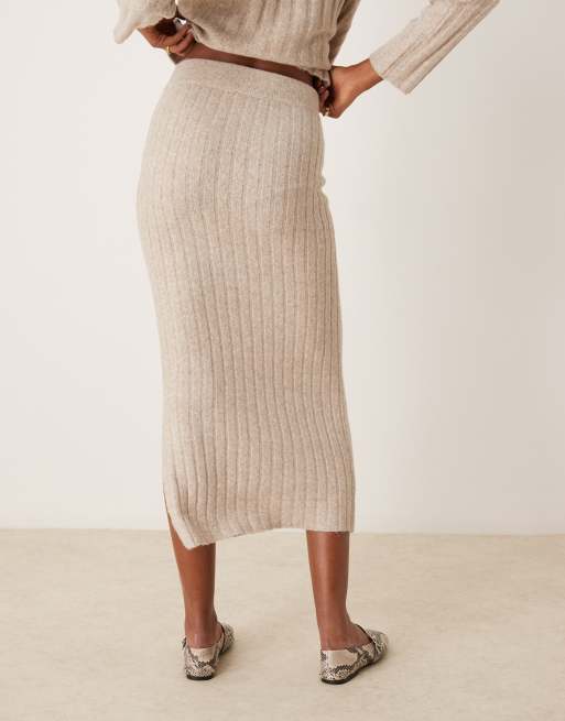 VILA ribbed maxi skirt in cream (part of a set) ASOS