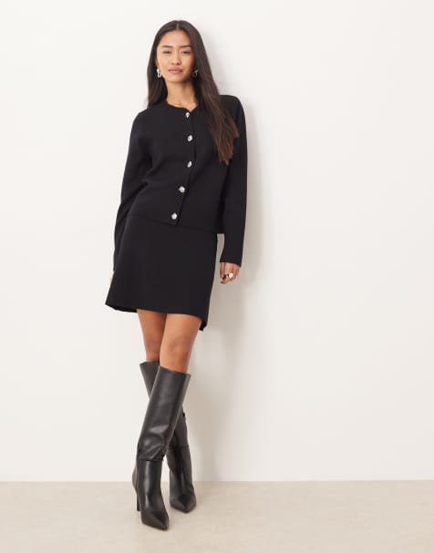 Vila ribbed mini skirt co-ord in black - view 1