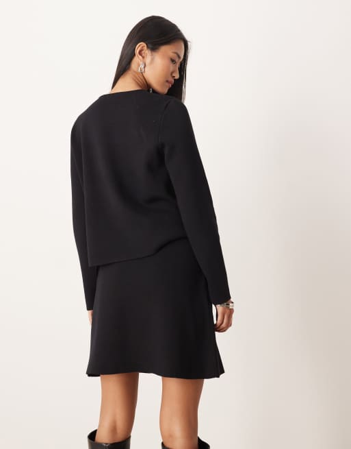 Vila ribbed mini skirt co-ord in black, 4 of 5