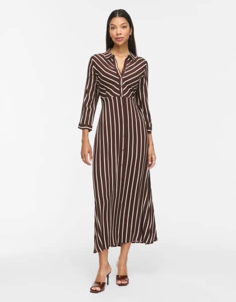 Vila Robe chemise couleur coffee bean - view 1