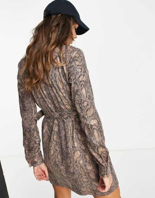 Vila Robe courte en similicuir avec ceinture et imprime serpent ASOS