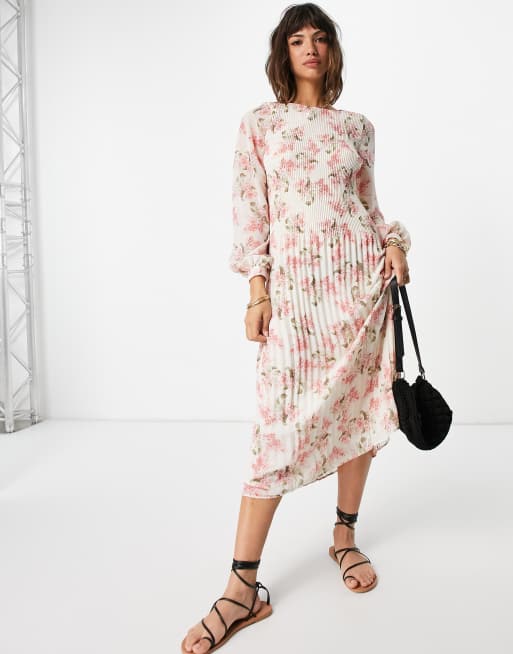 Vila Robe droite plissee a manches longues Blanc ASOS