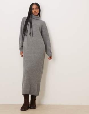 Robe en maille à col roulé - Gris moyen chiné S