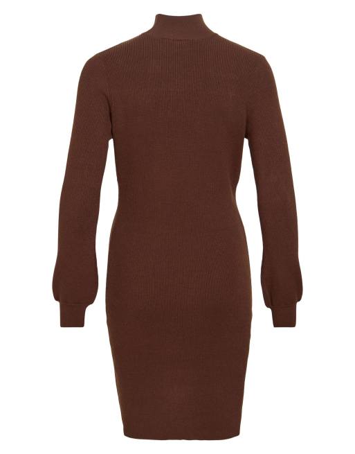 Vila Robe en maille couleur grain de café, 7 de 7