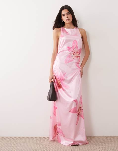 VILA - Robe longue à imprimé floral oversize - Rose fleur de cerisier - view 1
