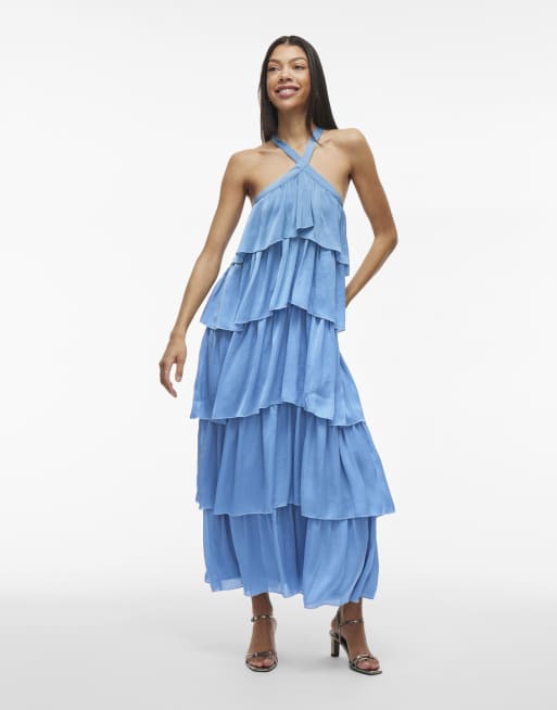 VILA - Robe longue - Bleu