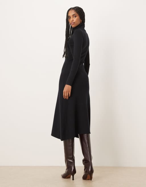 VILA - Robe longue en maille nervurée à col roulé - Noir, 4 de 4