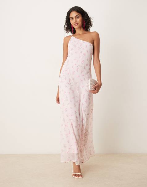 VILA - Robe longue et asymétrique à petites fleurs - Rose - view 1