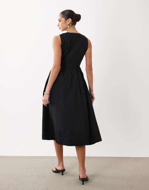 VILA - Robe mi-longue à taille plissée - Noir, 4 de 4