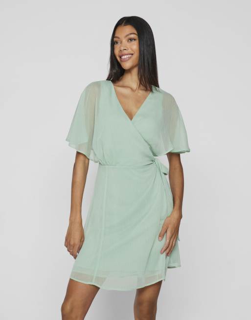 Vila - Robe portefeuille - Vert limon