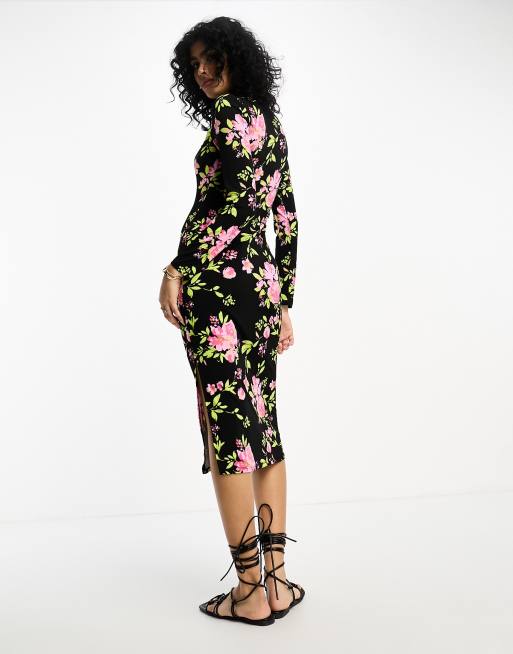 Floral jersey 2024 midi dress