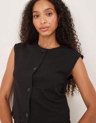 Vila Round Neck Cap Sleeve Vest In Black