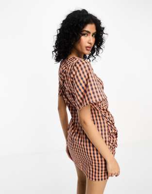 Vila Ruched Detail Mini Dress In Pink