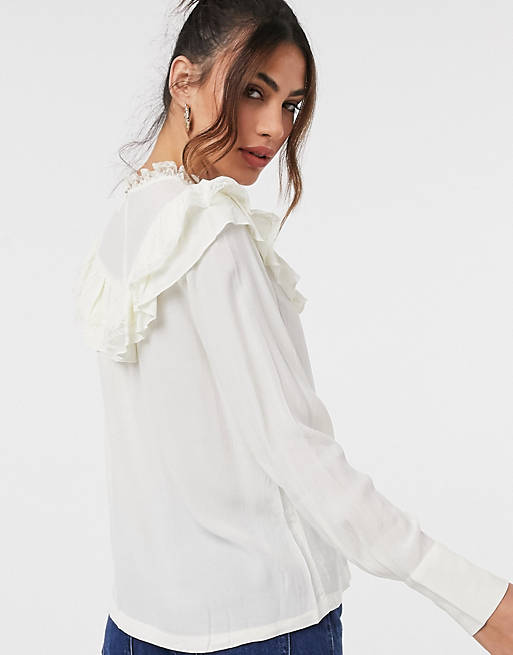 Shirts & Blouses/Vila ruffle detail blouse in cream 
