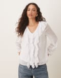 [Vila] VILA ruffle frill woven blouse in white 44 Snow White