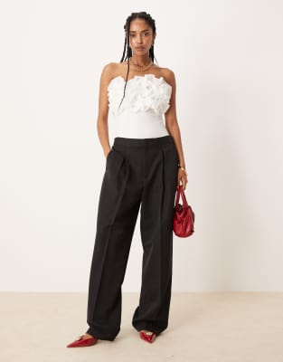 Vila Ruffle Front Bodysuit In White