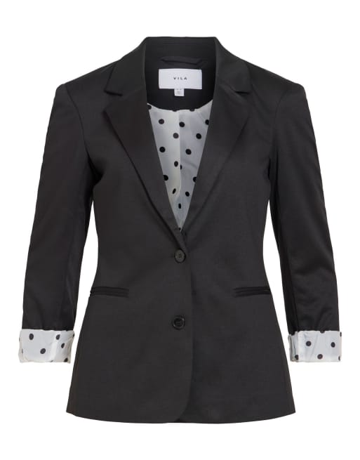 Vila Saga jersey slim fit blazer i sort, 6 af 7