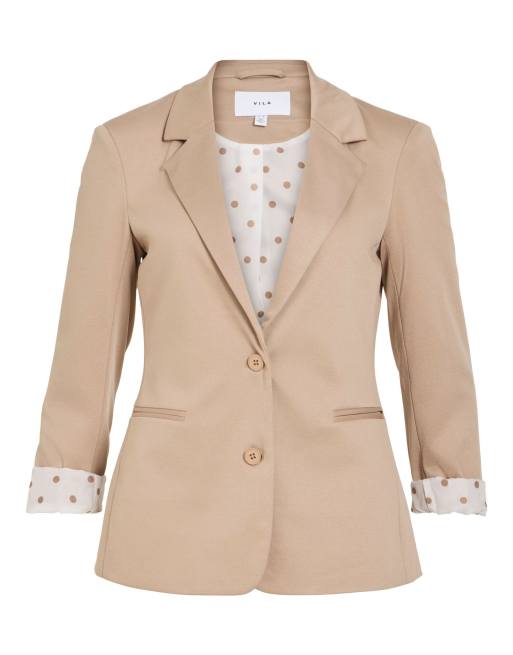 Vila Saga jersey slim fit blazer in brown, 6 of 7