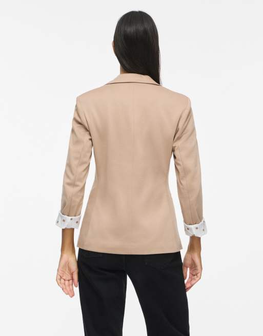 Vila Saga jersey slim-fit blazer in bruin, 2 van 7