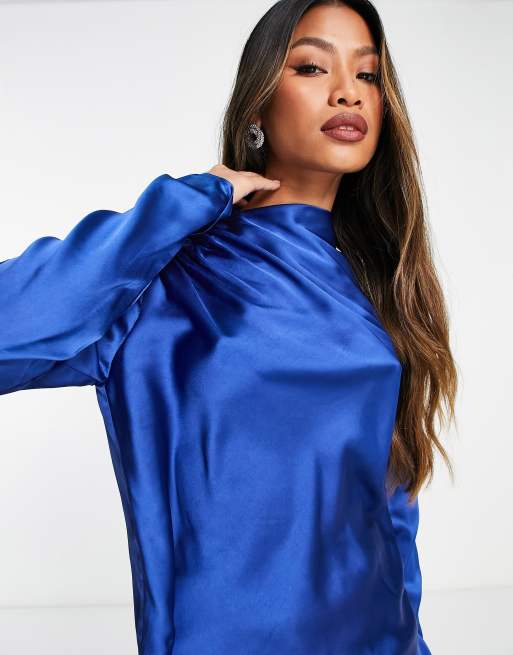 Royal blue cheap satin top