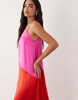 Vila Satin Cami Maxi Dress In Multi